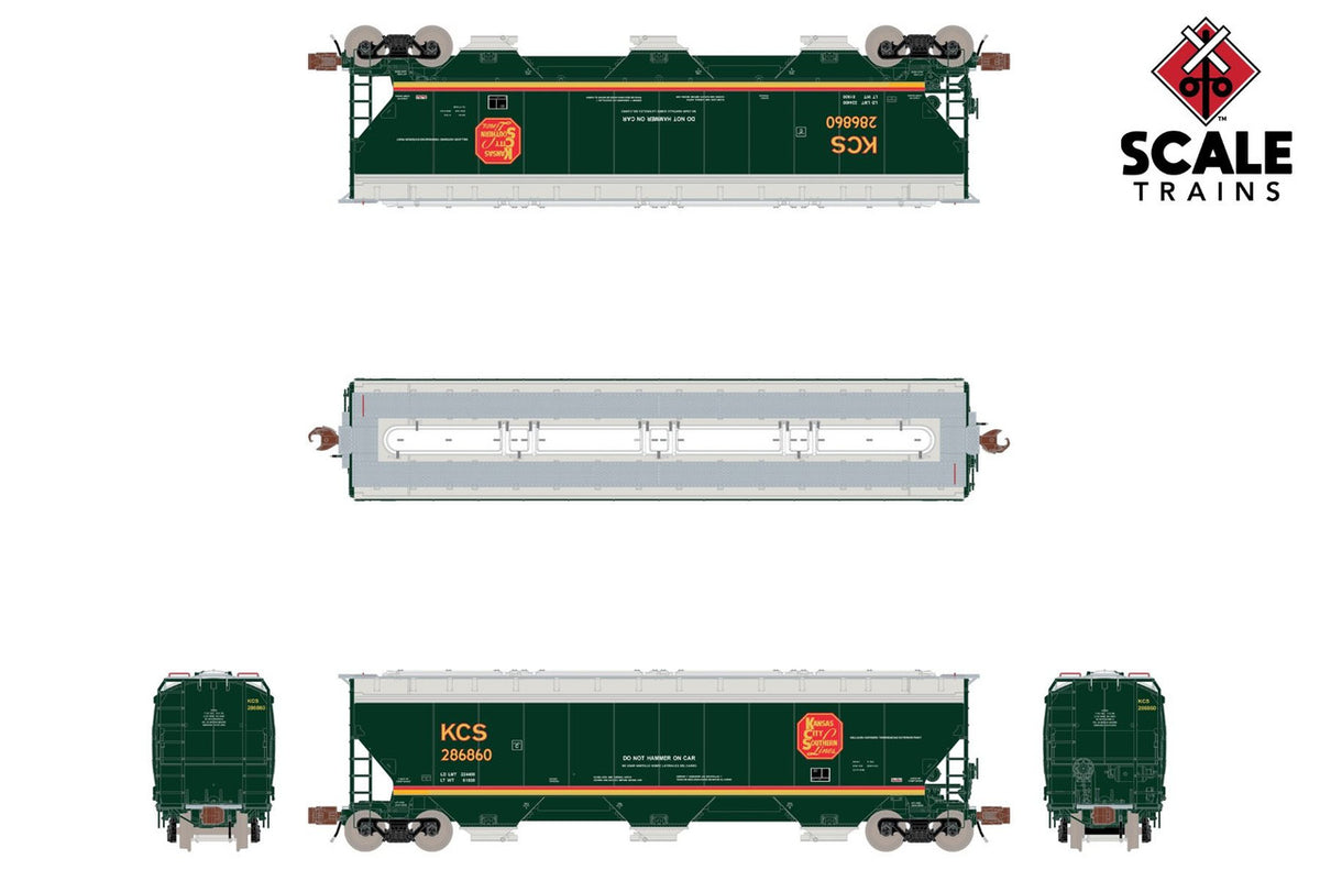 ScaleTrains Rivet Counter N SXT33247 Gunderson 5188 cf Covered Hopper, Kansas City Southern 'Belle' #287203