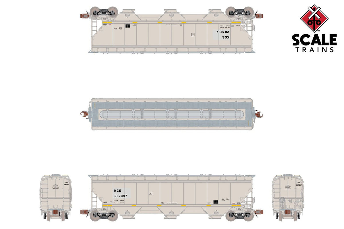 ScaleTrains Rivet Counter N SXT33254 Gunderson 5188 cf Covered Hopper, Kansas City Southern 'Gray' #287453