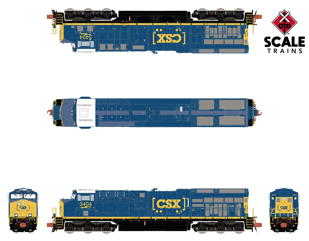 ScaleTrains Rivet Counter N SXT33649 DCC Ready GE ET44 CSX 'Boxcar Logo' CSX #3444