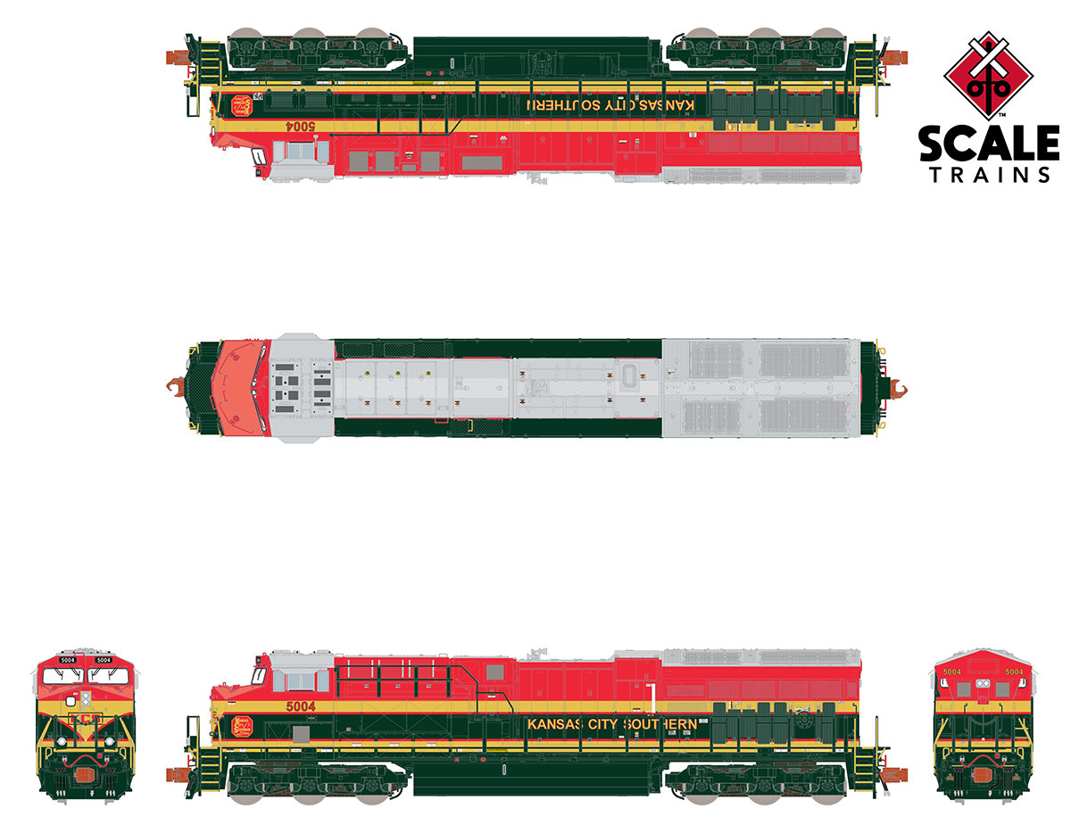 ScaleTrains Rivet Counter N SXT33654 DCC/ESU LokSound 5 Equipped GE ET44 Kansas City Southern 'Belle' KCS #5008
