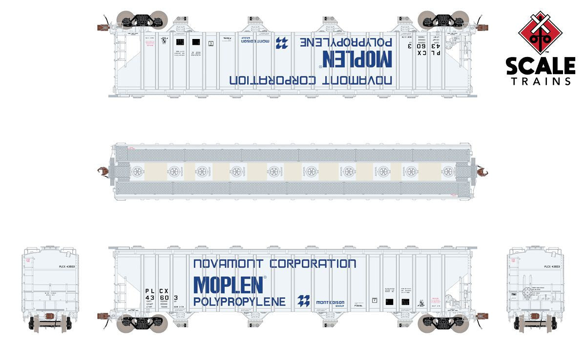 ScaleTrains Rivet Counter HO SXT33682 Pullman-Standard 5820 Covered Hopper Pullman Leasing 'Novamont' PLCX #43603