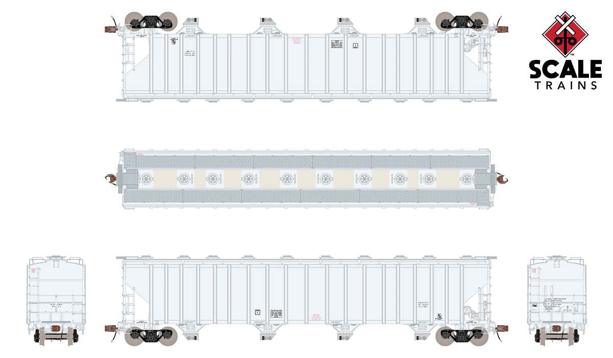 ScaleTrains Rivet Counter HO SXT33695 Pullman-Standard 5820 Covered Hopper Data Only - Gray - Late Body Clerestory Roof