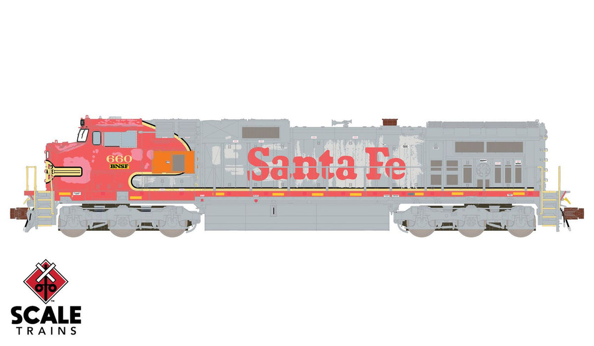 ScaleTrains Rivet Counter N SXT38519 DCC/ESU LokSound 5 Equipped GE DASH 9-44CW Locomotive BNSF 'ex-Santa Fe Warbonnet Patch' BNSF #660