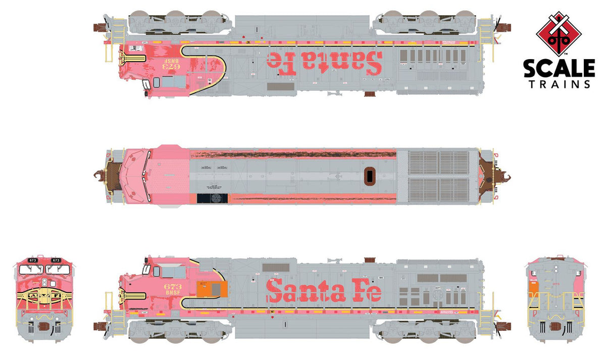 ScaleTrains Rivet Counter N SXT38524 DCC Ready GE DASH 9-44CW Locomotive BNSF 'ex-Santa Fe Warbonnet Patch' BNSF #696