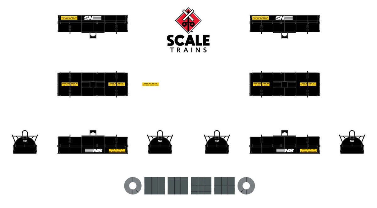 ScaleTrains Rivet Counter N SXT38660 Thrall 48' 2-Hood Coil Steel Car  Norfolk & Western 'NS Black Hoods' NW #169672