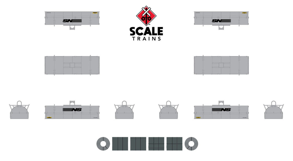 ScaleTrains Rivet Counter N SXT38670 Thrall 48' 2-Hood Coil Steel Car Norfolk & Western 'NS Gray Hoods' NW #169647