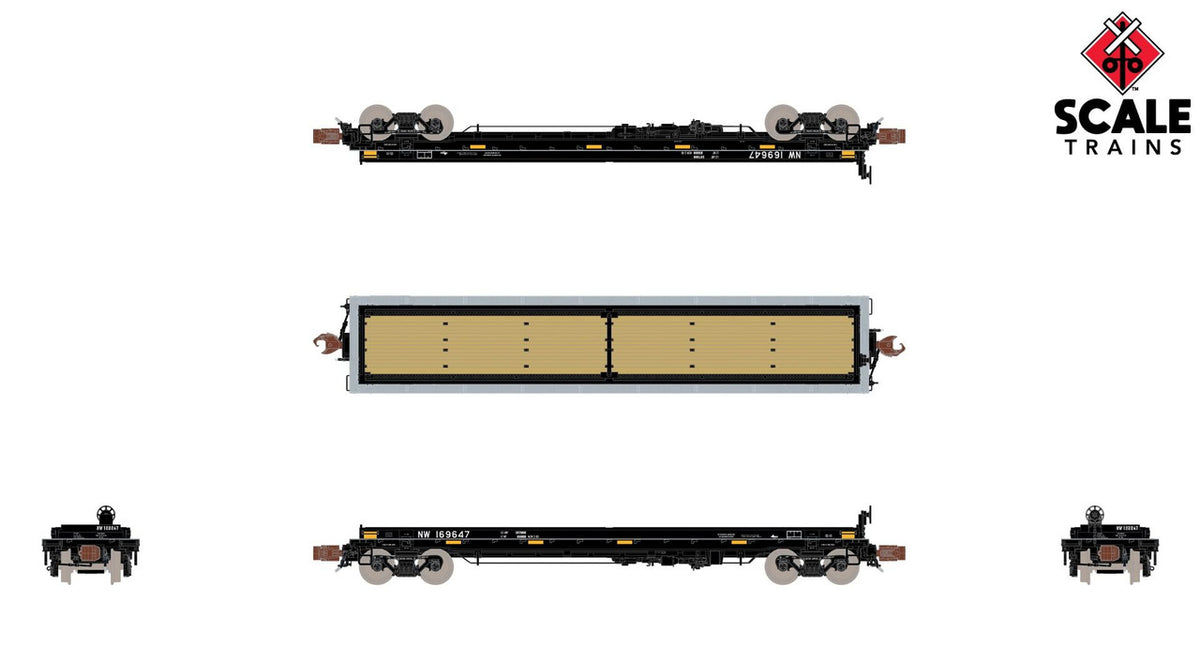 ScaleTrains Rivet Counter N SXT38670 Thrall 48' 2-Hood Coil Steel Car Norfolk & Western 'NS Gray Hoods' NW #169647
