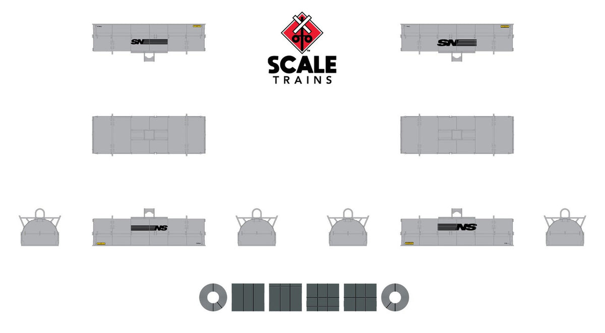 ScaleTrains Rivet Counter N SXT38671 Thrall 48' 2-Hood Coil Steel Car Norfolk & Western w/NS Mismatched Gray Hoods NW #169672
