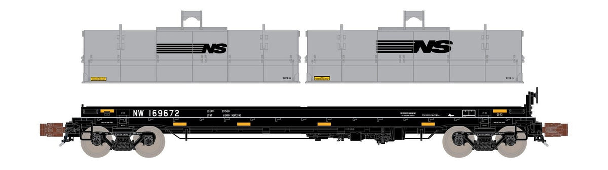 ScaleTrains Rivet Counter N SXT38671 Thrall 48' 2-Hood Coil Steel Car Norfolk & Western w/NS Mismatched Gray Hoods NW #169672