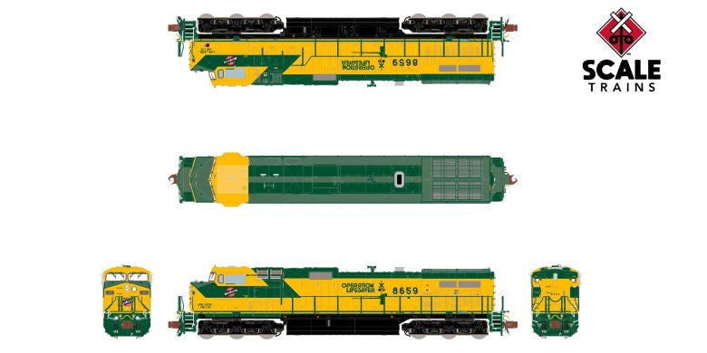 ScaleTrains Rivet Counter N SXT38703 DCC/ESU LokSound GE DASH 9 Chicago & North Western 'Operation Lifesaver' CNW #8659