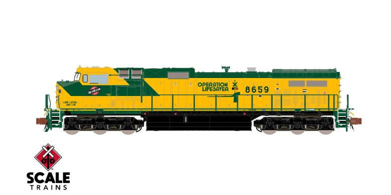 ScaleTrains Rivet Counter N SXT38704 DCC Ready GE DASH 9 Chicago & North Western 'Operation Lifesaver' CNW #8659