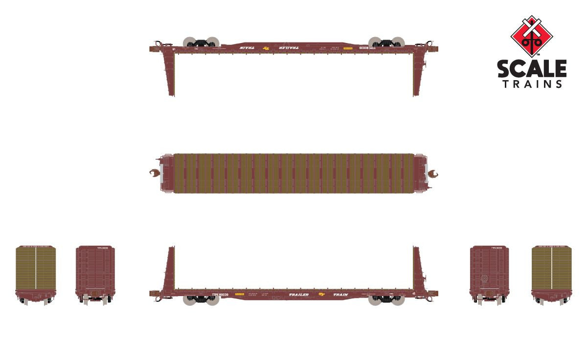 ScaleTrains Rivet Counter N SXT38962 BSC F68AH Bulkhead Flatcar Trailer Train/Oxide Red/SCL TTPX #80039