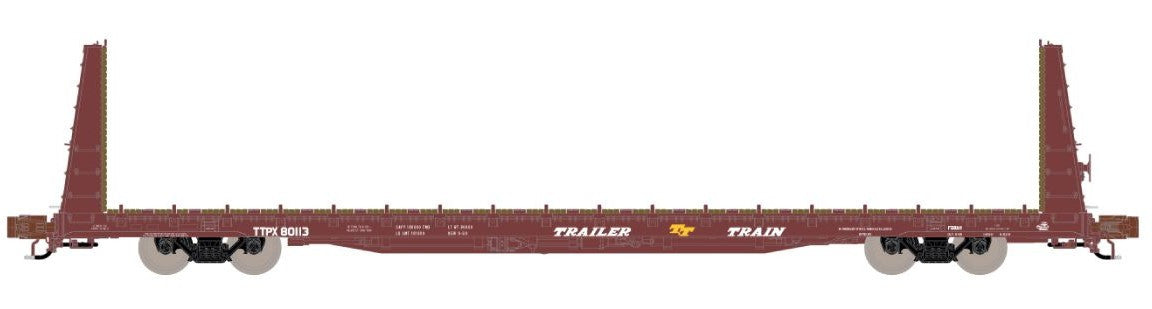 ScaleTrains Rivet Counter N SXT38965 BSC F68AH Bulkhead Flatcar Trailer Train/Oxide Red/IC TTPX #80113