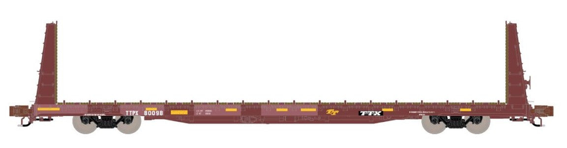 ScaleTrains Rivet Counter N SXT38974 BSC F68AH Bulkhead Flatcar Trailer Train TTX/Oxide Red 'Patch' TTPX #80098