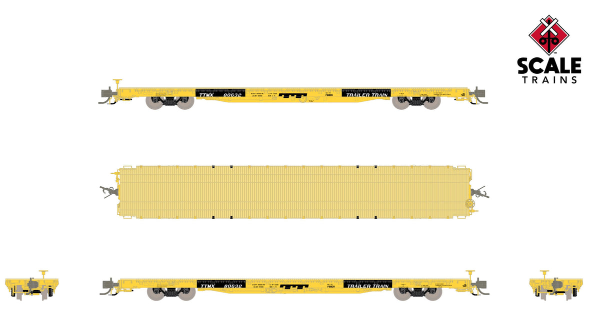 ScaleTrains Rivet Counter N SXT39019 BSC F68CH Flatcar Trailer Train/Patched/Speed Logo TTMX #80626