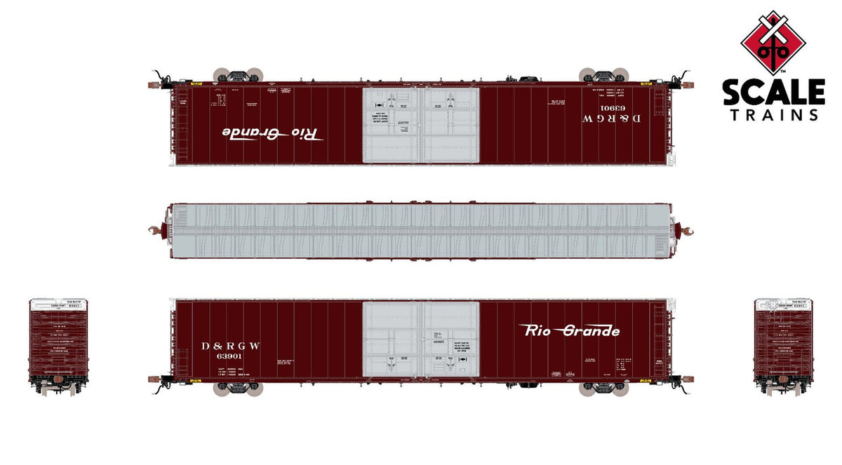 ScaleTrains Rivet Counter HO SXT39059 Thrall 86' High-Cube Double-Plug-Door Boxcar with Roofwalk Rio Grande D&RGW #63901