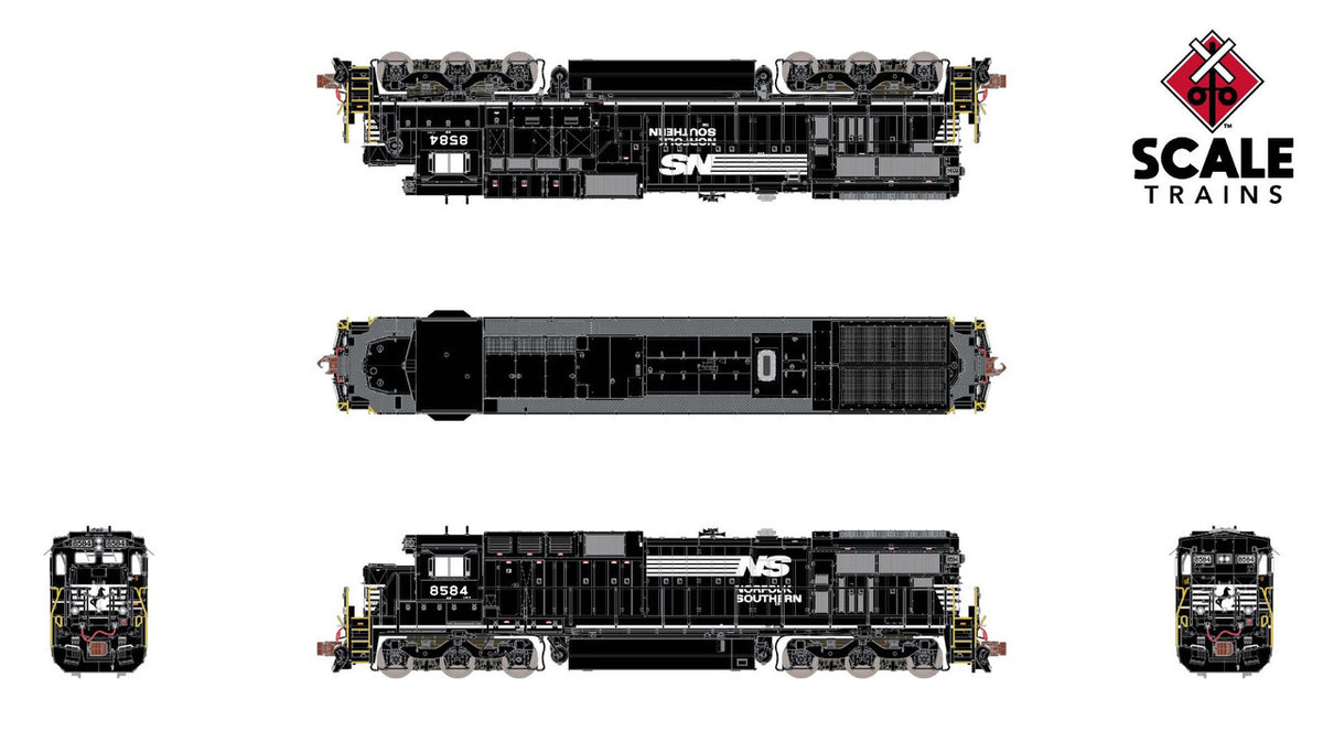 ScaleTrains Rivet Counter N SXT39166 DCC Ready GE C39-8 Locomotive Phase II Norfolk Southern w/ Ditch Lights NS #8607