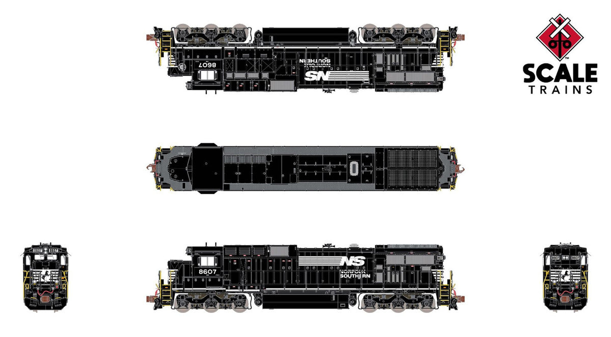 ScaleTrains Rivet Counter N SXT39165 DCC/ESU Loksound 5 Equipped GE C39-8 Locomotive Phase II Norfolk Southern w/ Ditch Lights NS #8607