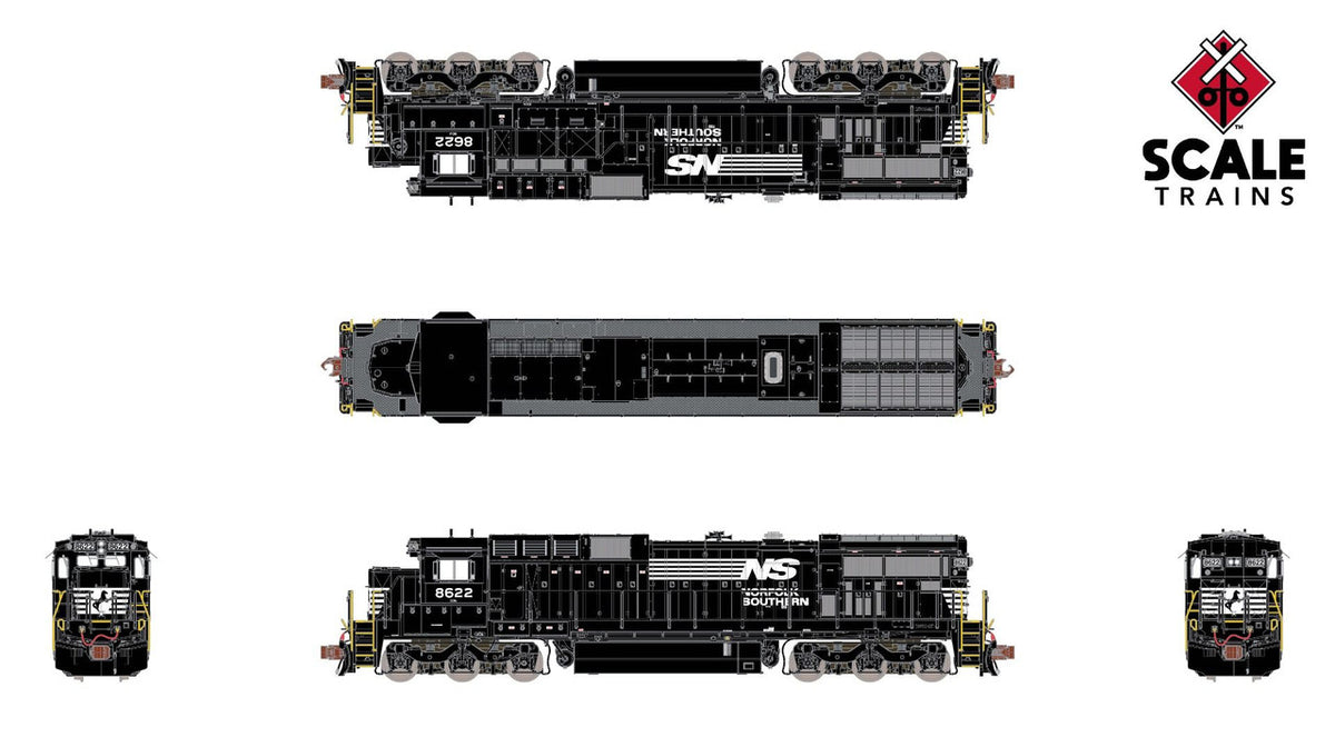 ScaleTrains Rivet Counter N SXT39168 DCC Ready GE C39-8 Locomotive Phase III Norfolk Southern 'As Built' NS #8622