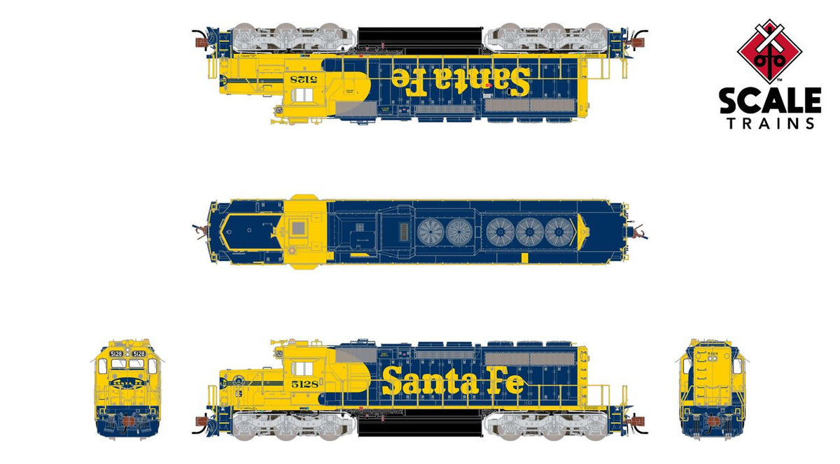 ScaleTrains Rivet Counter N SXT39367 DCC/ESU LokSound Equipped EMD SD40-2 Locomotive Santa Fe 'Repaint Lettering' ATSF #5128