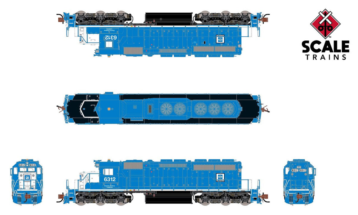 ScaleTrains Rivet Counter N SXT39407 DCC/ESU LokSound Equipped EMD SD40-2 Locomotive EMD Lease Blue & White EMDX #6347