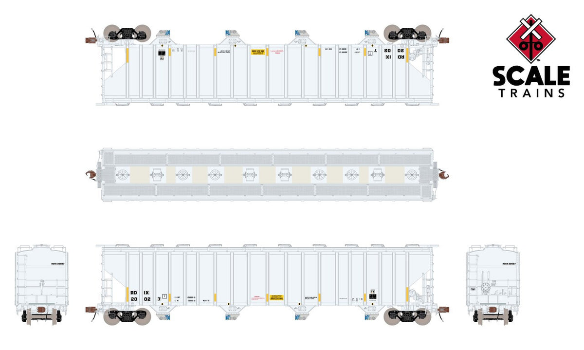 ScaleTrains Rivet Counter HO SXT39456 P-S 5820 Covered Hopper Entec Polymers White w/Conspicuity Stripes & SALCO Kam-Op Outlets RDIX #20027