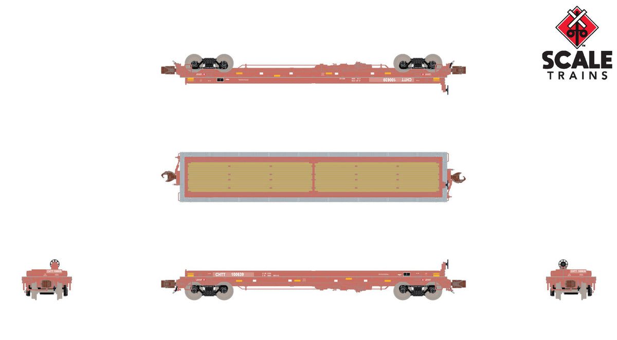 ScaleTrains Rivet Counter N SXT39494 Thrall 48' 2-Hood Coil Steel Car CHTT w/Distressed ATSF and CSX Hoods CHTT #100639