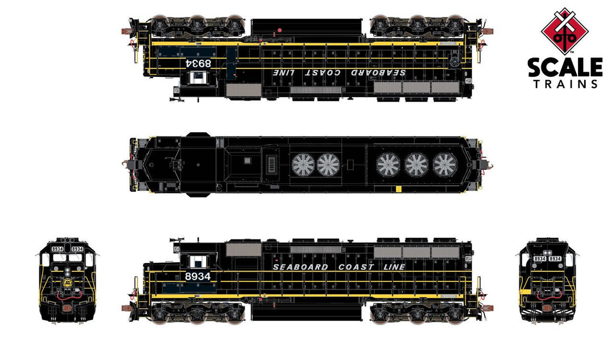 ScaleTrains Rivet Counter HO SXT39771 DCC/ESU Loksound 5 Equipped EMD SD45 Phase IIc Seaboard System 'ex-SCL patch' SBD #8934