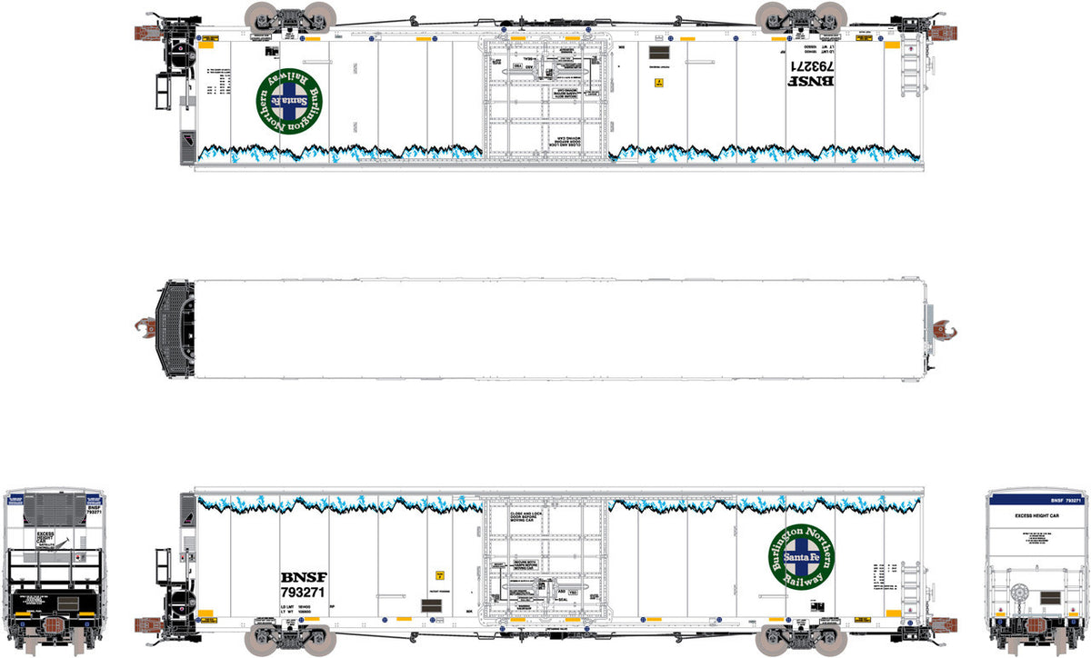 ScaleTrains Rivet Counter N SXT39792 Non-Sound Trinity 82' 7883 Mechanical Reefer Roofline Icicles w/Stripes & Carrier BNSF #793271