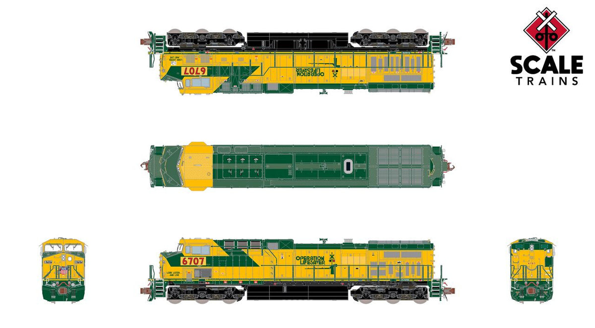 ScaleTrains Rivet Counter N SXT40658 DCC Ready GE AC4400CW Locomotive Union Pacific 'ex-C&NW Operation Lifesaver' Patched UP #6707