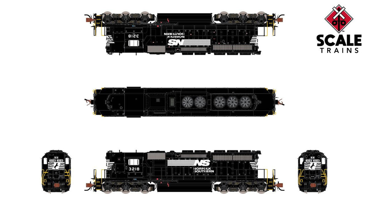 ScaleTrains Rivet Counter N SXT40716 DCC Ready EMD SD40-2 Locomotive Norfolk Southern 'Thoroughbred' w/Chicken Wire Grilles NS #3218