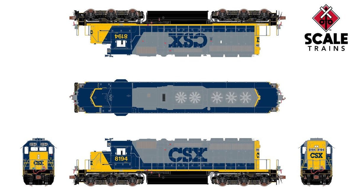 ScaleTrains Rivet Counter HO SXT40765 DCC/ESU Loksound 5 Equipped EMD SD40-2 Locomotive CSX YN2 CSX #8010