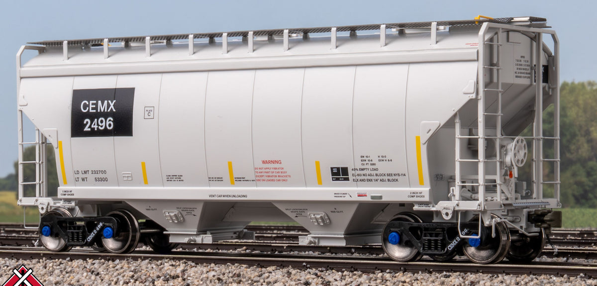 ScaleTrains Rivet Counter HO SXT41095 Gunderson 3250 Covered Hopper CEMEX "ex-AOKX Black Patched" w/Low Profile Outlet Gates CEMX #2496