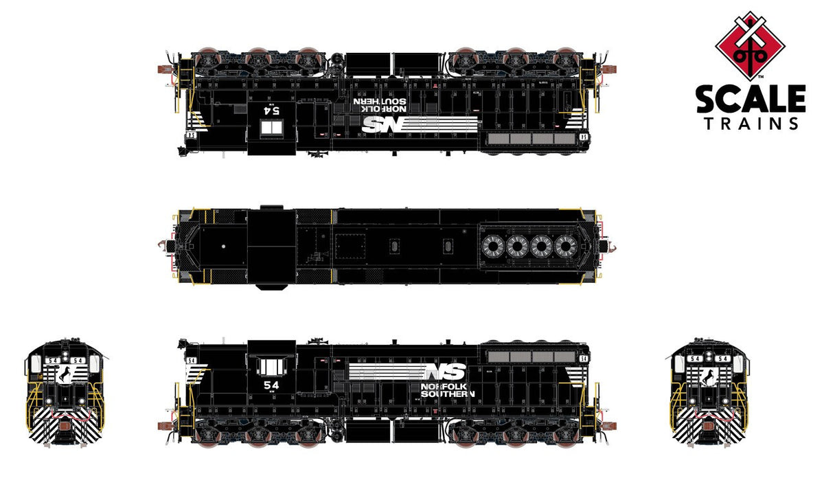 ScaleTrains Rivet Counter HO SXT41184 DCC/ESU Loksound 5 Equipped EMD SD9M Norfolk Southern 'Thoroughbred' w/Ditch Lights NS #54