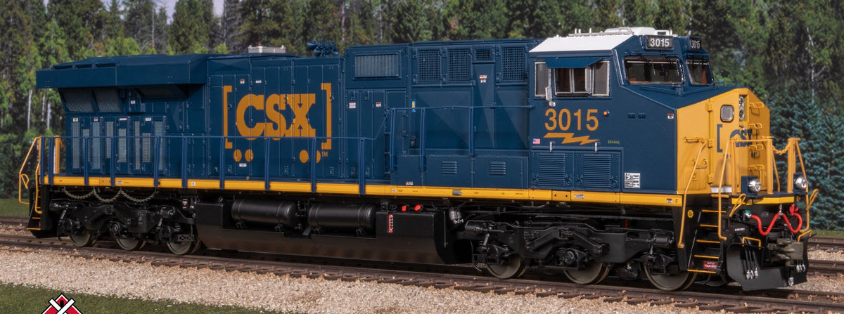 ScaleTrains Rivet Counter HO SXT41627 DCC/ESU LokSound V5 Equipped GE ES44AH Locomotive CSX/YN3 Boxcar Logo/PTC CSX #3015