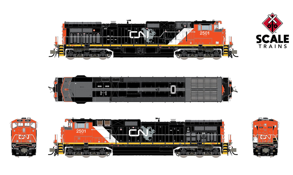 ScaleTrains Rivet Counter N SXT41698 DCC Ready GE DASH 9-44CWL Canadian National 4 Window Cab/North America Map/As Delivered CN #2501