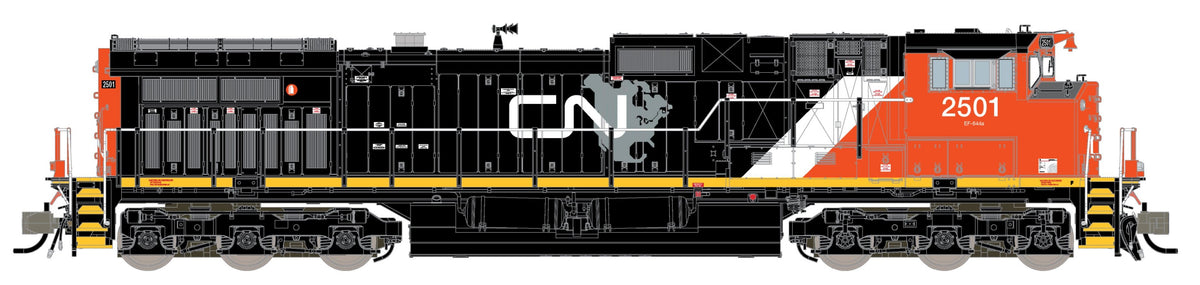 ScaleTrains Rivet Counter N SXT41698 DCC Ready GE DASH 9-44CWL Canadian National 4 Window Cab/North America Map/As Delivered CN #2501