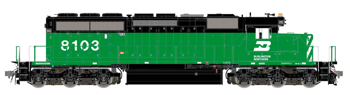ScaleTrains Rivet Counter HO SXT42130 DCC/ESU LokSound V5 Equipped EMD SD40-2 Locomotive Burlington Northern/Late/Class Lights BN #8121