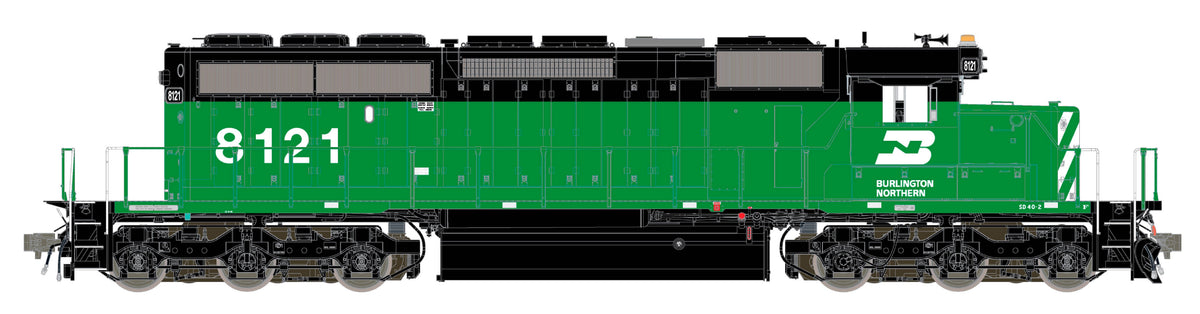 ScaleTrains Rivet Counter HO SXT42130 DCC/ESU LokSound V5 Equipped EMD SD40-2 Locomotive Burlington Northern/Late/Class Lights BN #8121