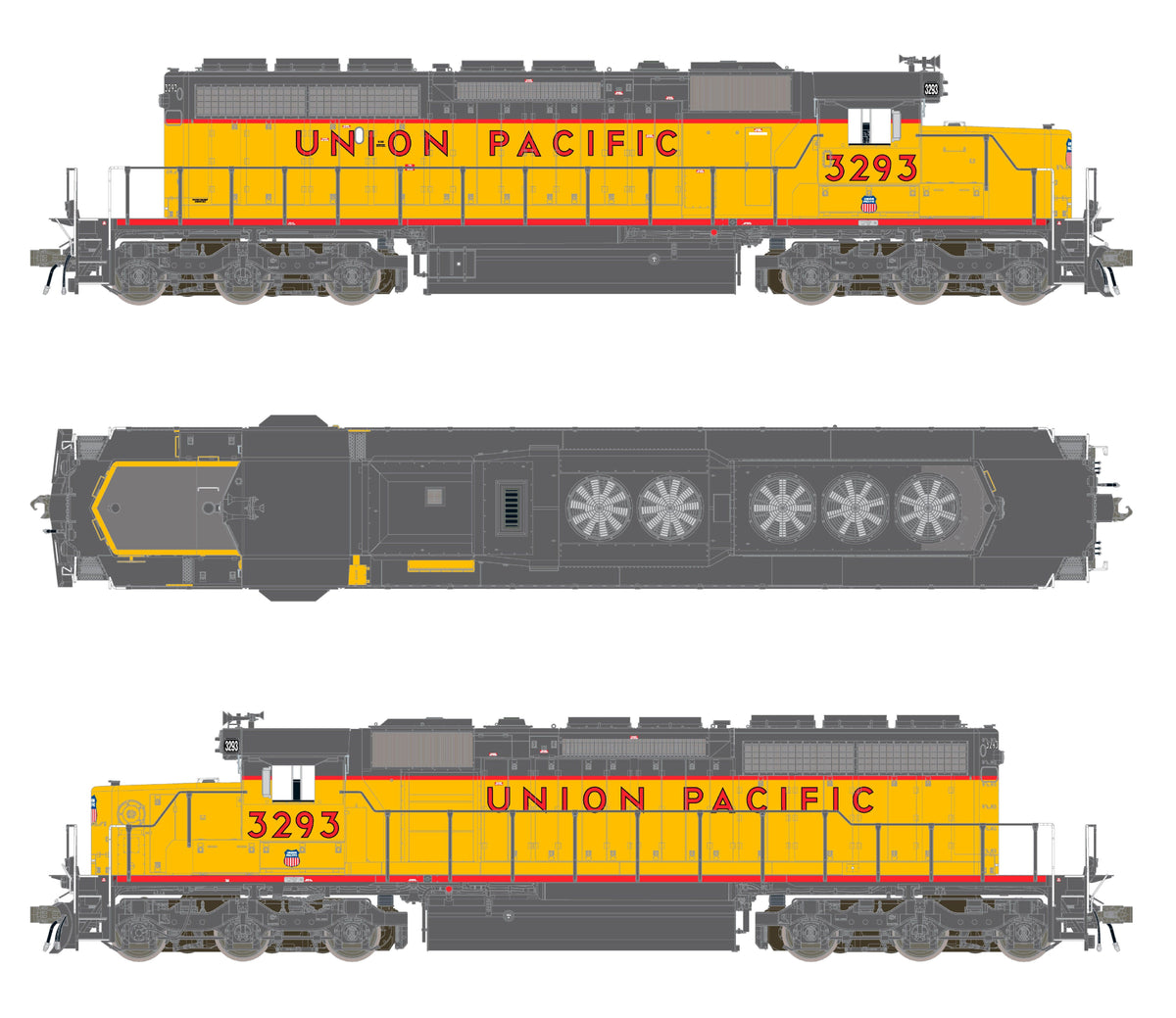 ScaleTrains Rivet Counter HO SXT42176 DCC/ESU LokSound V5 Equipped EMD SD40-2R Locomotive Union Pacific /116" Snoot Nose/Ditch Lights UP #3293
