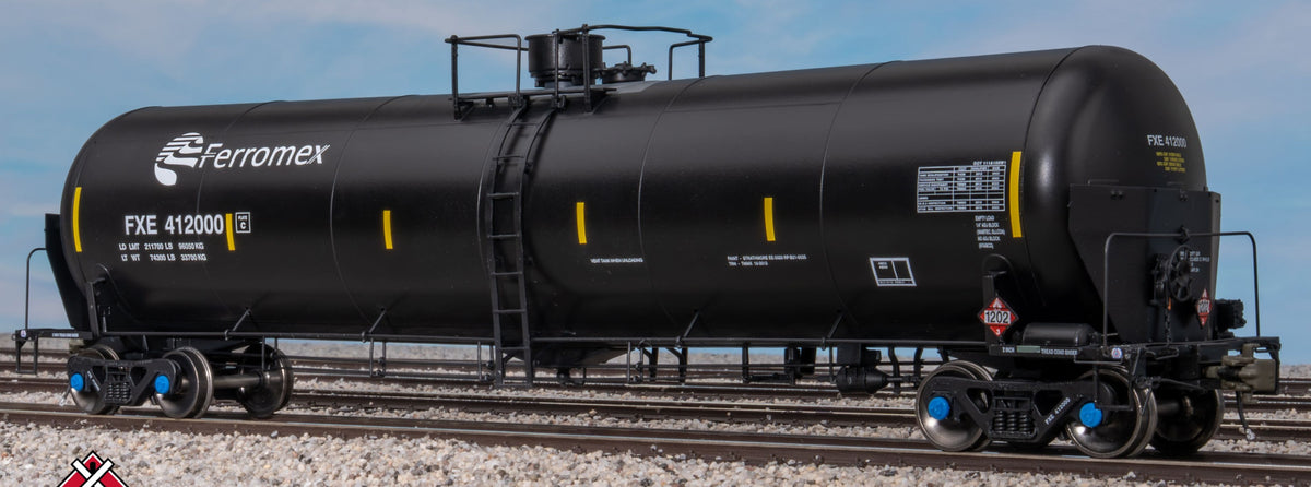 ScaleTrains Rivet Counter HO SXT42659 Trinity 31K Tank Car with Head Shields Ferromex/Black/Diesel Fuel FXE #412096