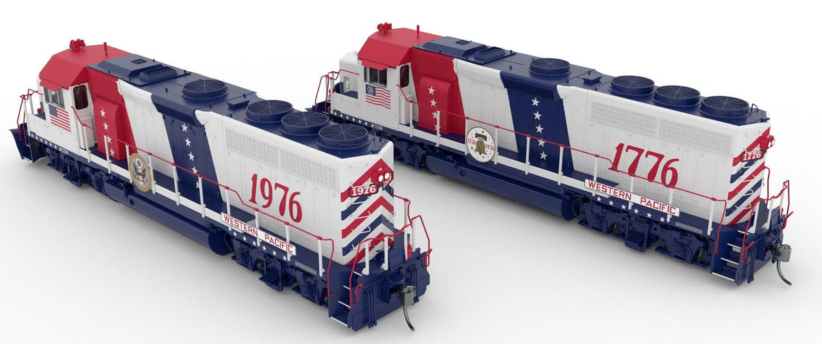 Rapido Trains Inc HO 40560 DCC/ESU LokSound V5 Equipped EMD GP40 Locomotive Set Western Pacific 'Bicentennial' WP #1776 + WP #1976 2-Pack